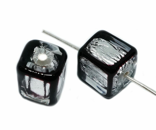 2pc 925 Sterling Silver Black Lampwork ručně — foto 1