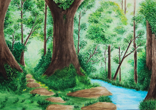 Pohádkový les (Malovaný obraz 21x30 cm)