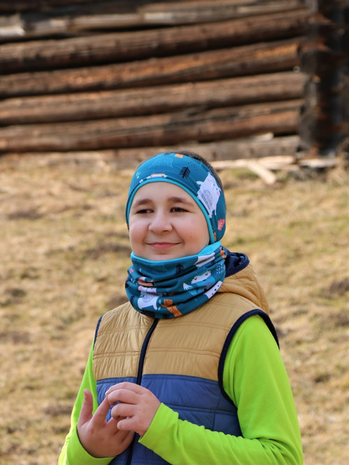 Úpletová čelenka medveď
