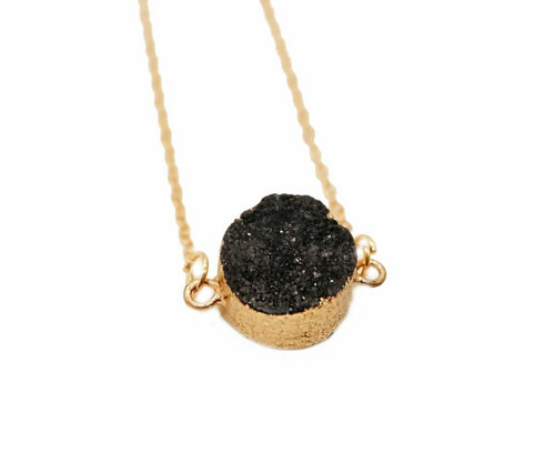 1pc Black Crystal Gold Druzy náhrdelník přívěsek