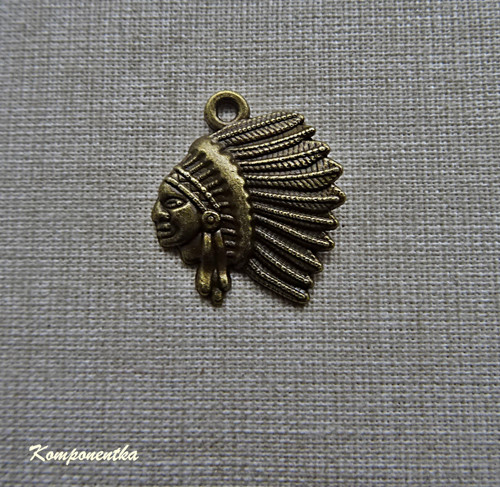 Kovový přívěsek hlava indiána 21x18mm 1kus