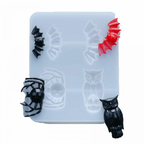 1pc Halloween Mix Bat Owl Spider 3d silikonová Uv