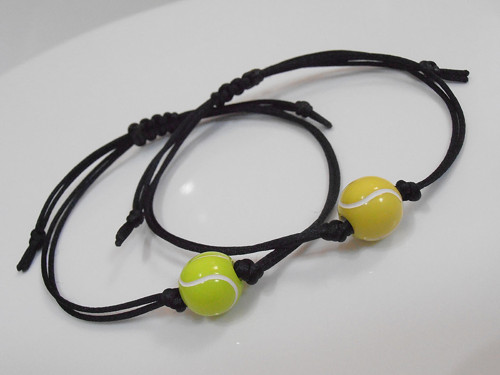 "TENIS" - černý saténový náramek (Unisex)