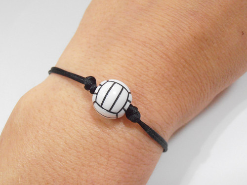 "Volejbal" - černý saténový náramek (Unisex)