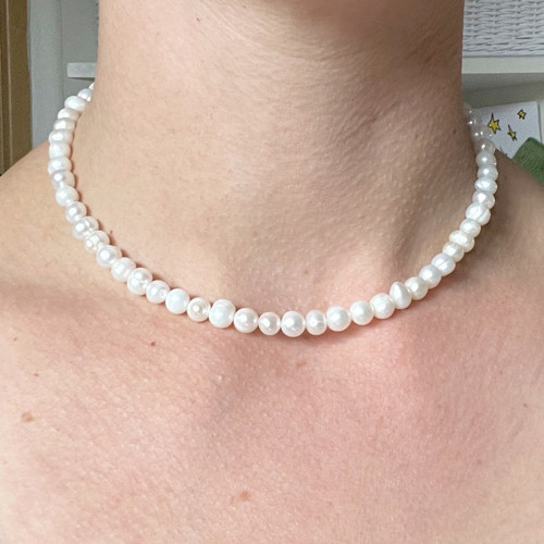 Elegantní náhrdelník sladkovodní perly, AG925