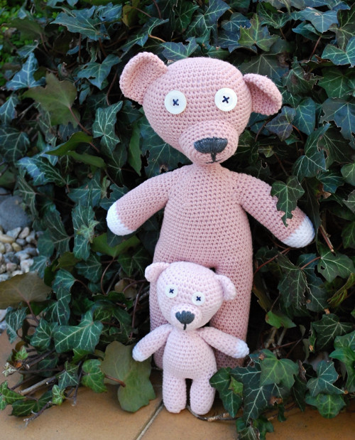 Háčkovaný medvídek Mr Bean Teddy a malý medvidek — foto 1