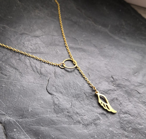 Ocelový náhrdelník*provlékací*andělské křídlo*gold