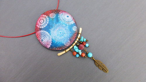 Přívěsek mandala polymer tyrkenit