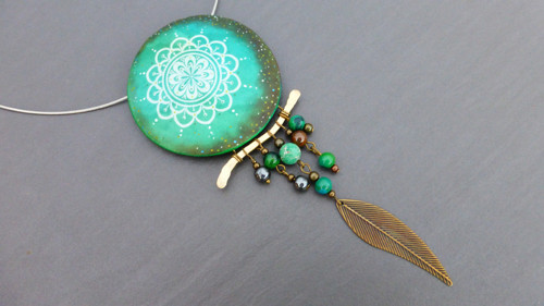 Přívěsek zelená mandala — foto 1