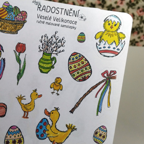 Ručně malované samolepky Veselé Velikonoce