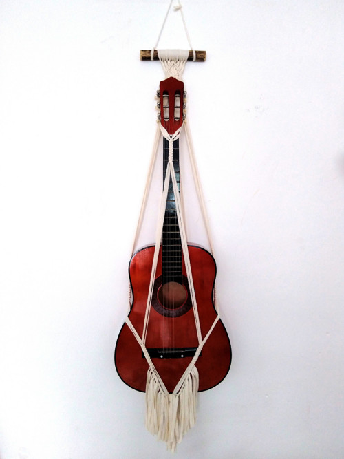Macramé Závěs na kytaru, béžový /režný