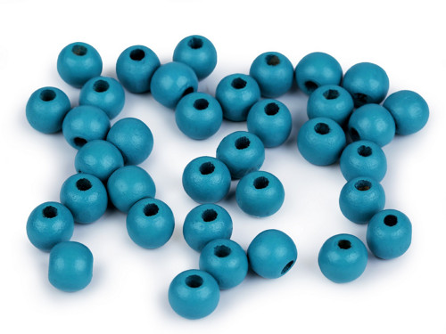 Dřevěné korálky 10 mm (70ks) - tyrkys