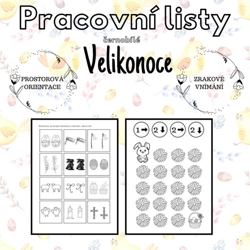 Velikonoce, černobílé pracovní listy