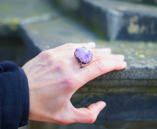 Nerezový prsten.... " Purple Crystal " — foto 1