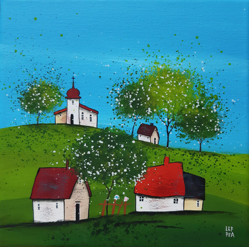 Jarní vesnička - 20x20cm — foto 1