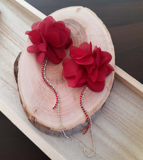 Boho náušnice Flamenco bordó — foto 1