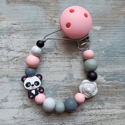 Klip na dudlík růžová panda