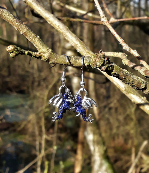 Dračí náušnice modré — foto 1