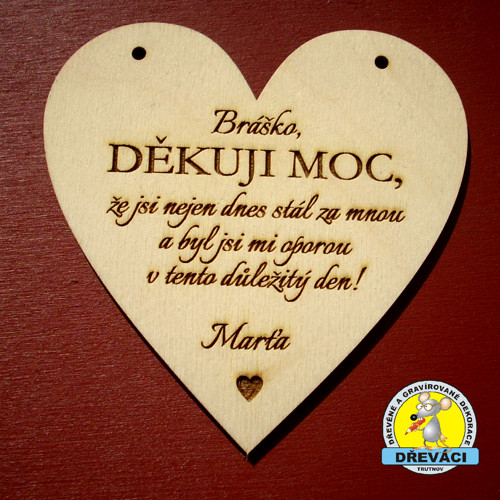 SRDÍČKO "Poděkování svědkovi - bráškovi" KV0263 H