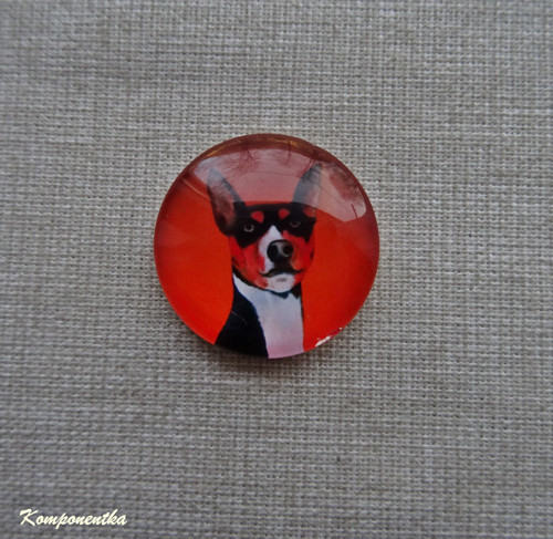 Skleněný kabošon pejsek 20mm