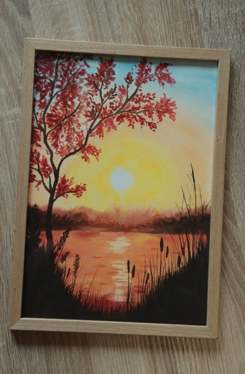 Západ slunce (Malovaný obraz 21x30 cm)