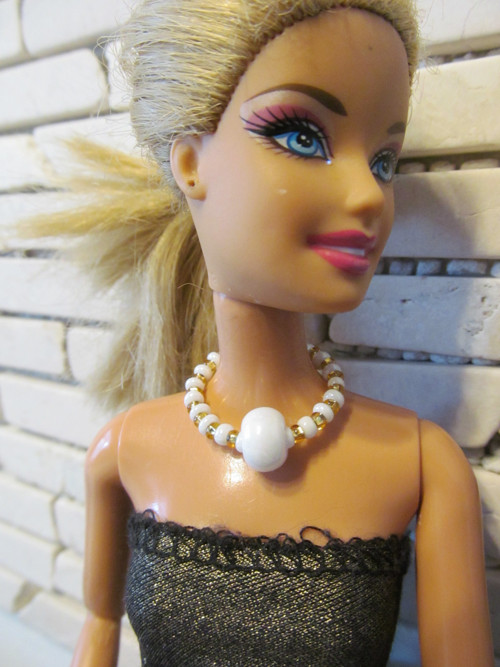 Náhrdelník pro Barbie - žlutobílý 3