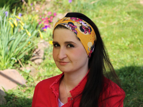 Prekrížená úpletová čelenka Emma žltá