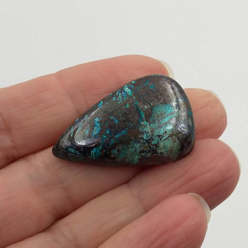 Chryzokol 63 kabošon 32 x 20 x 8 mm