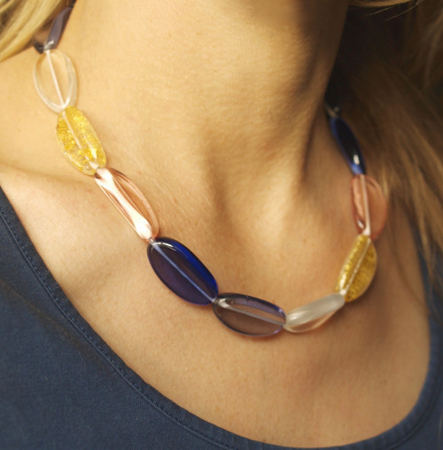 Náhrdelník ,,Glass and gold,,© sklo+Ag 925