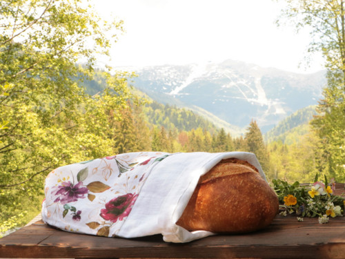 Ľanové vrecko na chlieb Romance — foto 1