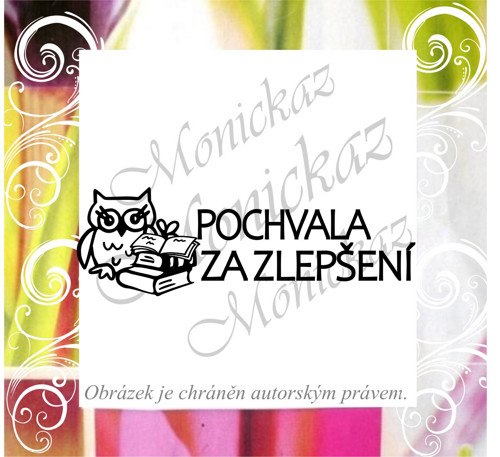 Pochvala za zlepšení sovička 858. Razítko.
