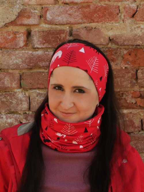 Úpletová čelenka lesné zvieratá - červená