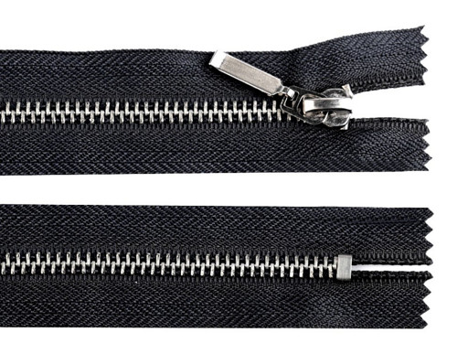 Kovový zip šíře 6 mm délka 16 cm - černá