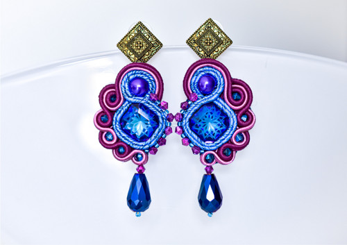 Soutache náušnice "Hra barev"