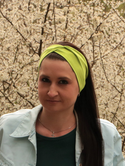 Prekrížená úpletová čelenka zelená