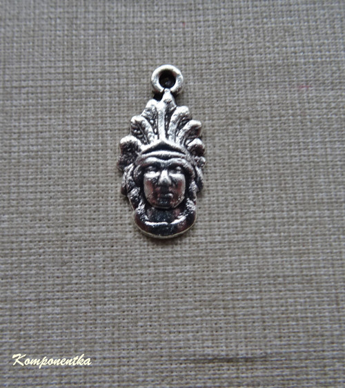 Kovový přívěsek hlava indiána 20x12mm 1kus
