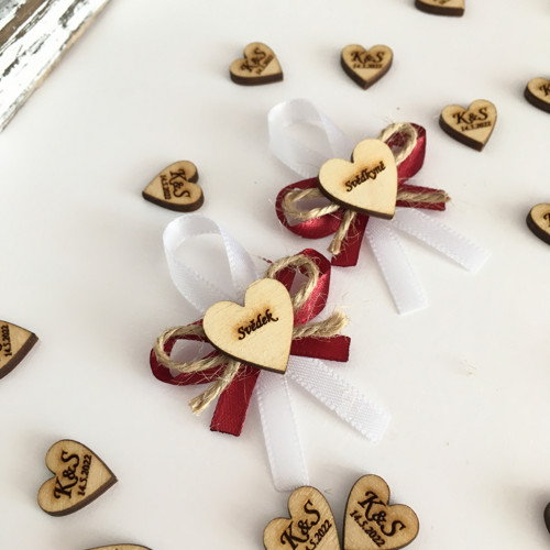 Svatební vývazek Rustic&Heart Bordeaux s nápisem
