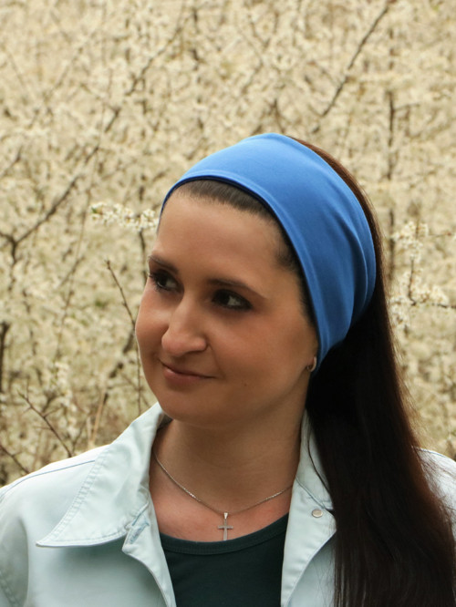 Úpletová čelenka modrá