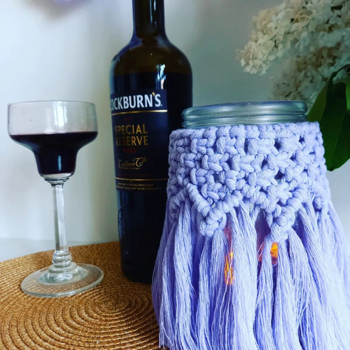 Boho lucernička, ručně drhaná, levandulová