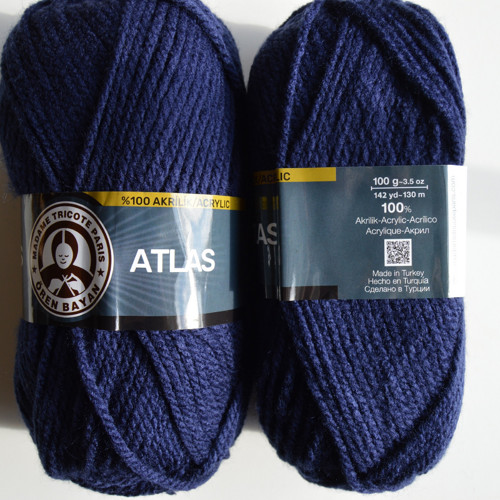Silnější akrylová příze Atlas, tmavo modrá, 100g