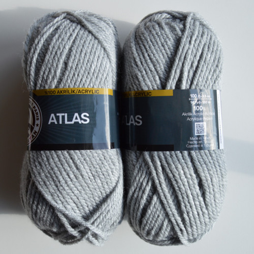 Silnější akrylová příze Atlas, šedivá, 100g