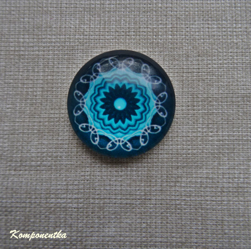 Skleněný kabošon s mandalou 20mm 1kus