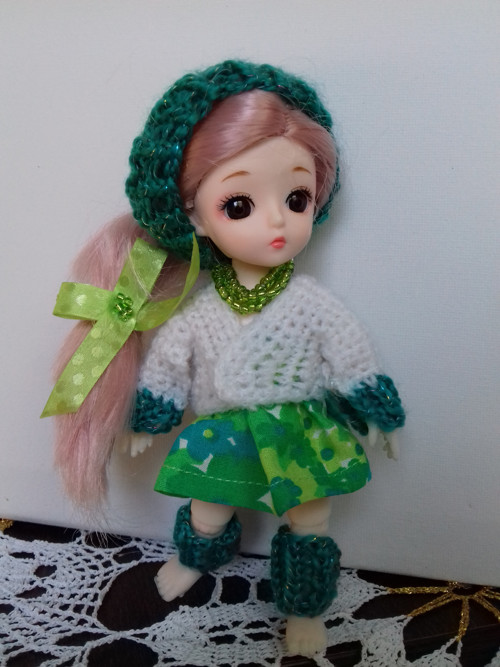 Oblečky pro BJD panenku 16 cm, zelený set