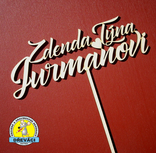 Dortový zápich na přání - jména novomanželů KV0353