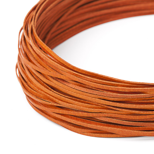 Kožený řemínek, š.2mm, 100-120cm - oranžová