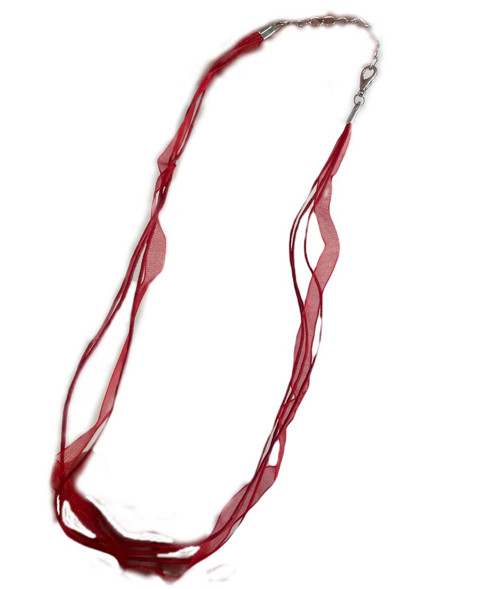 Šňůrka se stuhou víceřadá (45cm) - červená