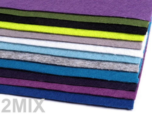 Plsť tl.1,1-1,4mm (20x30cm) - studený mix - 12ks