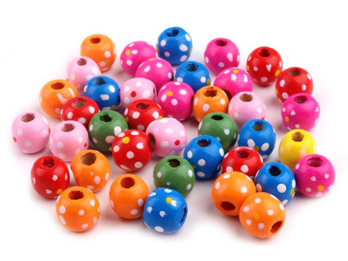 Dřevěné korálky pr.12mm (25ks) - barevný mix