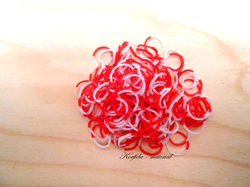 Gumičky Loom Bands barvy červená + bílá