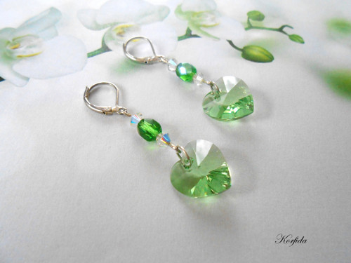 Náušnice - Swarovski srdíčka